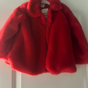 Cozy Red Faux Fur Pea Coat for Kids